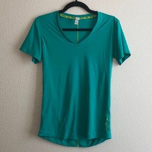 Under Armour Teal Heatgear Run Shirt V Neck Small